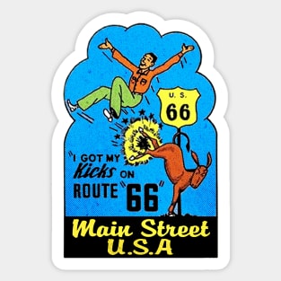 Route 66 Get Your Kicks Main Street U.S.A Vintage Style Sticker